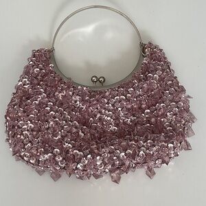 Elegant Pink Beaded Handbag